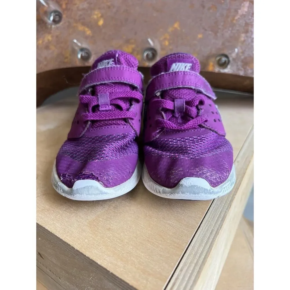 NIKE Downshifter Sneakers Shoes Low-Top Purple White Little Kids Girls Size 10 C